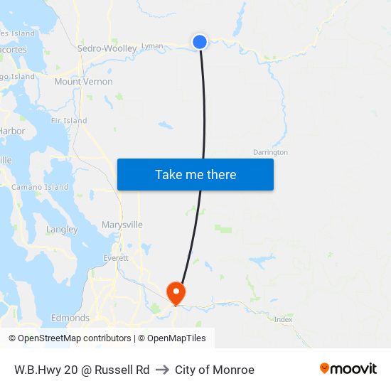 W.B.Hwy 20 @ Russell Rd to City of Monroe map