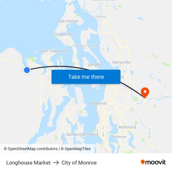 Longhouse Market to City of Monroe map