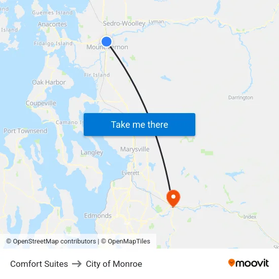 Comfort Suites to City of Monroe map