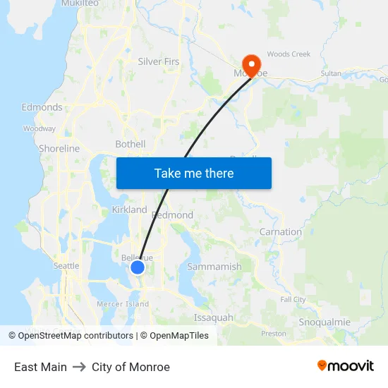 East Main to City of Monroe map