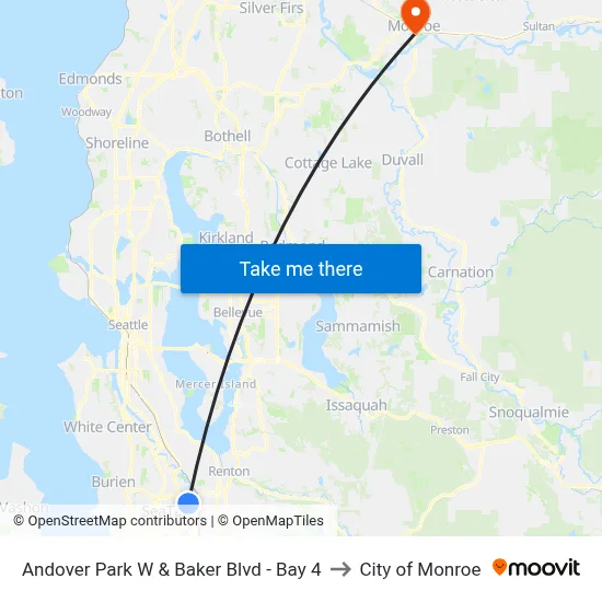 Andover Park W & Baker Blvd - Bay 4 to City of Monroe map