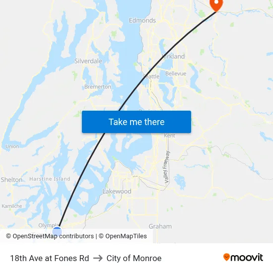 18th Ave at Fones Rd to City of Monroe map