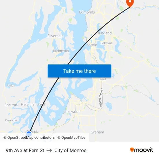 9th Ave at Fern St to City of Monroe map