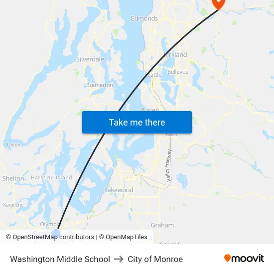 Washington Middle School to City of Monroe map