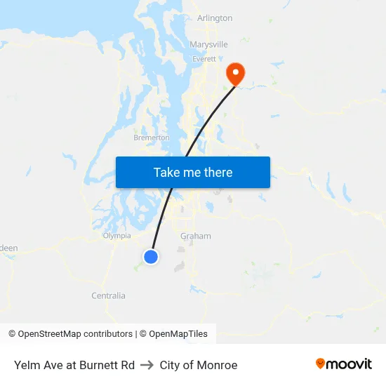 Yelm Ave at Burnett Rd to City of Monroe map