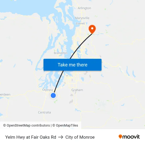 Yelm Hwy at Fair Oaks Rd to City of Monroe map