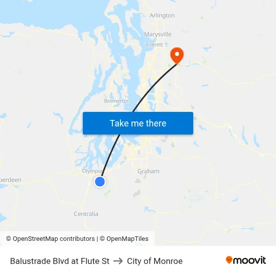 Balustrade Blvd at Flute St to City of Monroe map