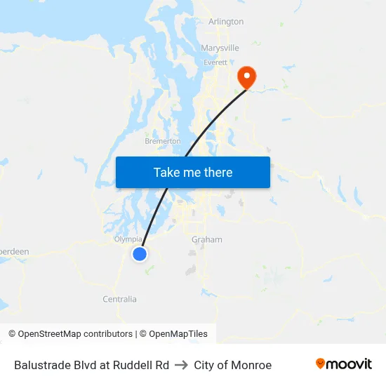 Balustrade Blvd at Ruddell Rd to City of Monroe map