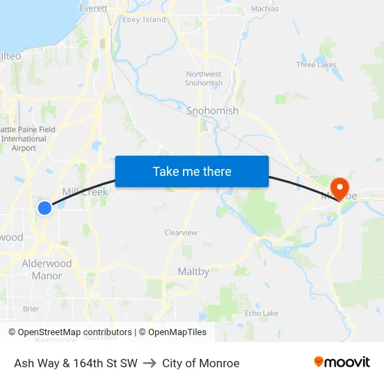 Ash Way & 164th St SW to City of Monroe map