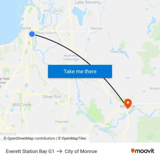 Everett Station Bay G1 to City of Monroe map
