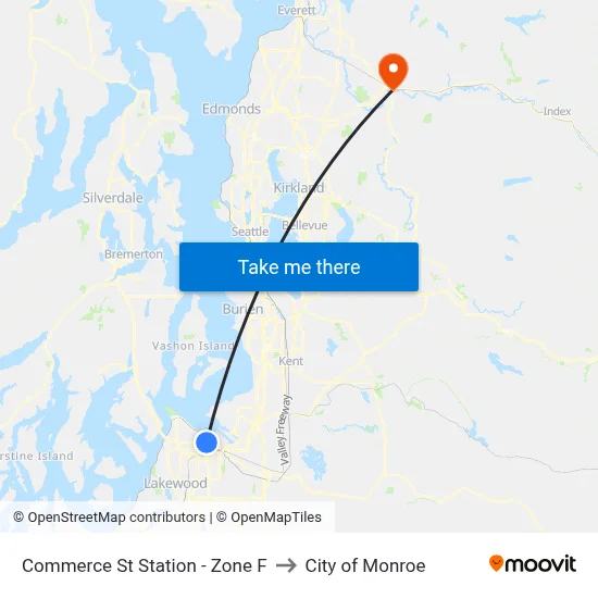 Commerce St Station - Zone F to City of Monroe map