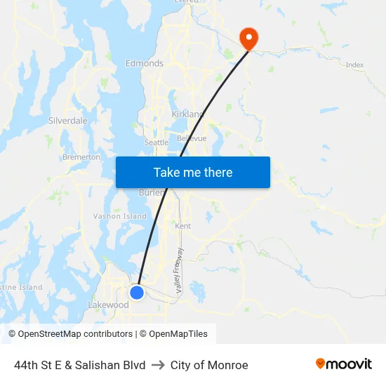 44th St E & Salishan Blvd to City of Monroe map