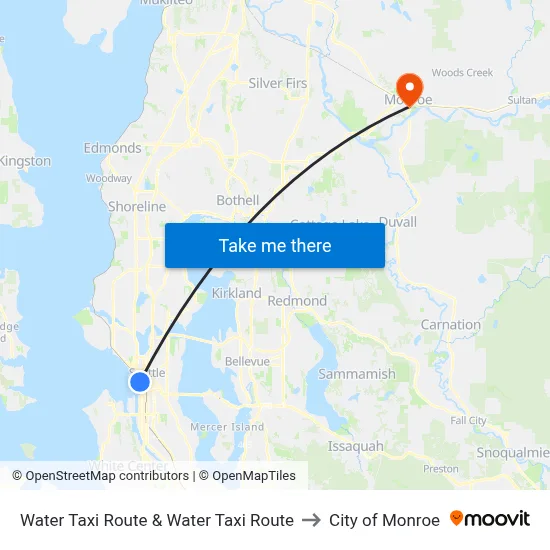 Water Taxi Route & Water Taxi Route to City of Monroe map