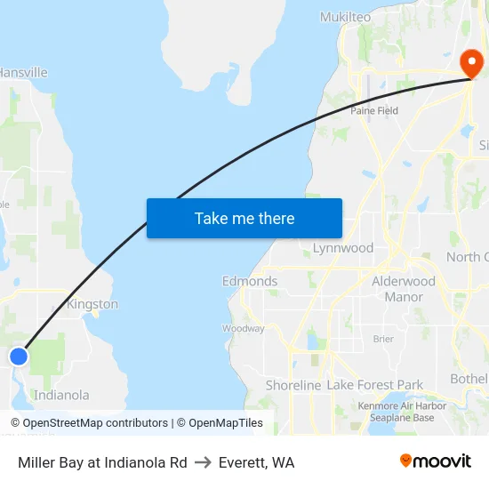 Miller Bay at Indianola Rd to Everett, WA map
