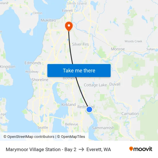 Marymoor Village Station - Bay 2 to Everett, WA map