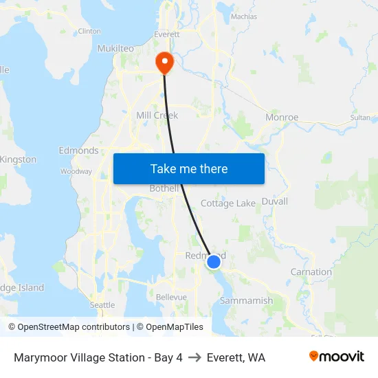 Marymoor Village Station - Bay 4 to Everett, WA map