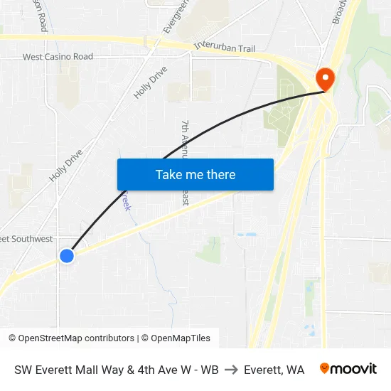 SW Everett Mall Way & 4th Ave W - WB to Everett, WA map