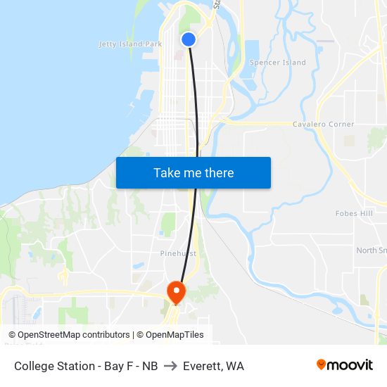 College Station - Bay F - NB to Everett, WA map