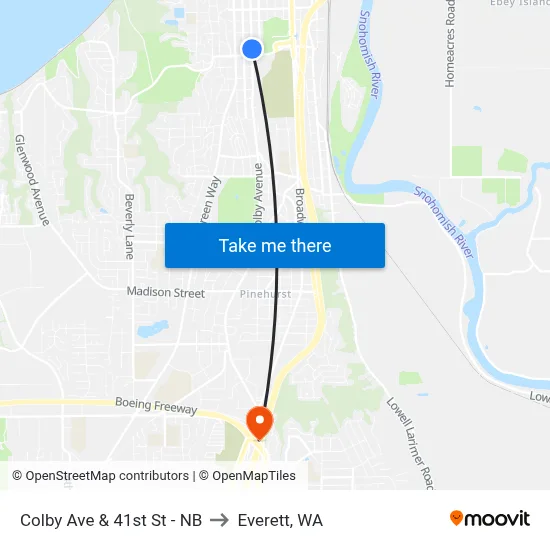 Colby Ave & 41st St - NB to Everett, WA map