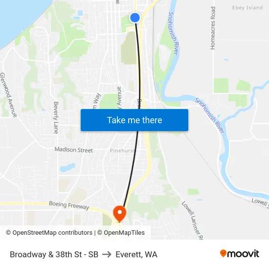 Broadway & 38th St - SB to Everett, WA map