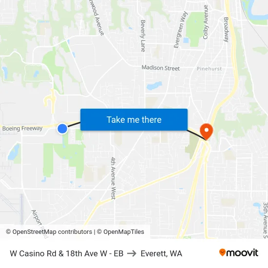 W Casino Rd & 18th Ave W - EB to Everett, WA map