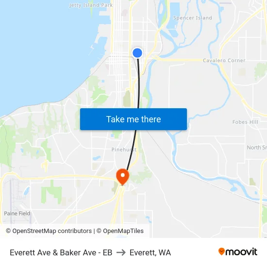 Everett Ave & Baker Ave - EB to Everett, WA map