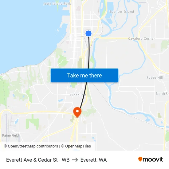 Everett Ave & Cedar St - WB to Everett, WA map