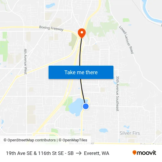 19th Ave SE & 116th St SE - SB to Everett, WA map