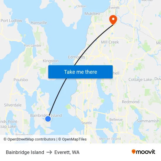 Bainbridge Island to Everett, WA map