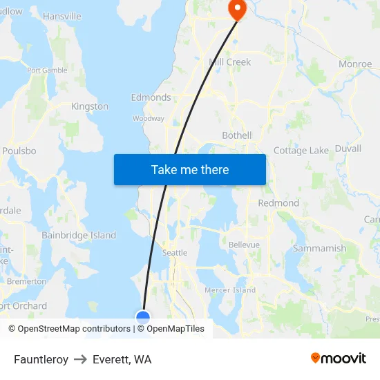 Fauntleroy to Everett, WA map