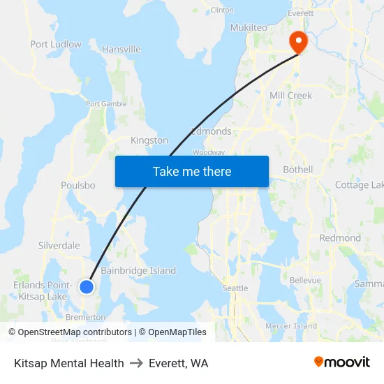 Kitsap Mental Health to Everett, WA map