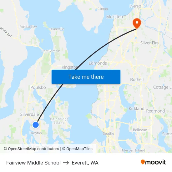 Fairview Middle School to Everett, WA map