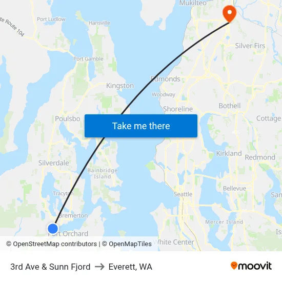 3rd Ave & Sunn Fjord to Everett, WA map