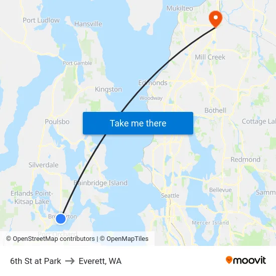 6th St at Park to Everett, WA map