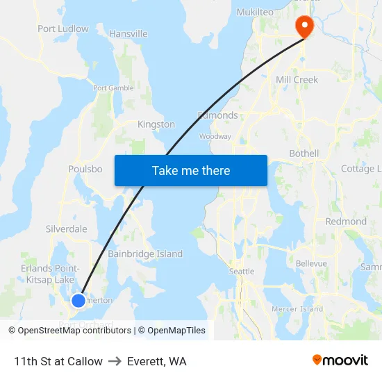 11th St at Callow to Everett, WA map