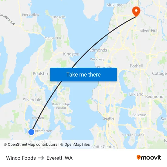 Winco Foods to Everett, WA map