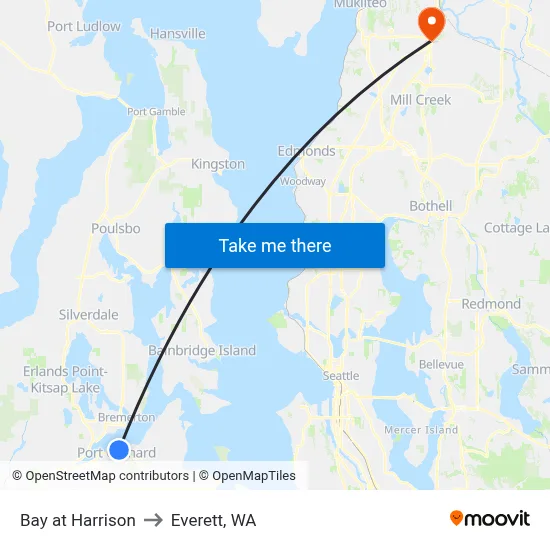 Bay at Harrison to Everett, WA map