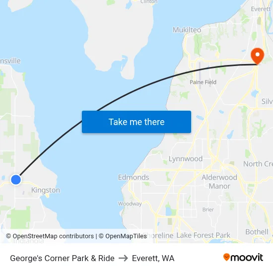 George's Corner Park & Ride to Everett, WA map