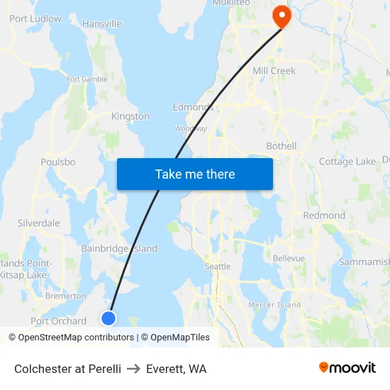 Colchester at Perelli to Everett, WA map