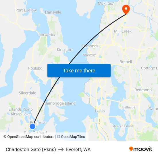 Charleston Gate (Psns) to Everett, WA map