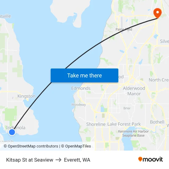 Kitsap St at Seaview Ave to Everett, WA map