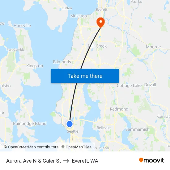 Aurora Ave N & Galer St to Everett, WA map