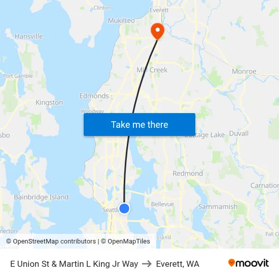 E Union St & Martin L King Jr Way to Everett, WA map