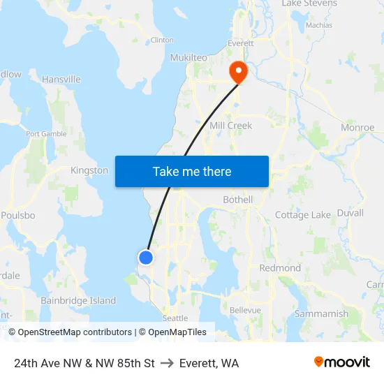 24th Ave NW & NW 85th St to Everett, WA map