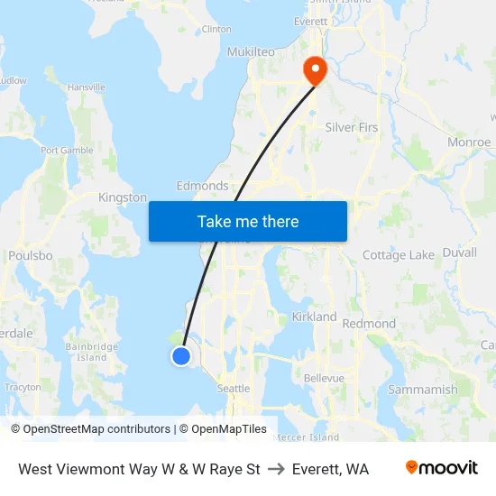 West Viewmont Way W & W Raye St to Everett, WA map