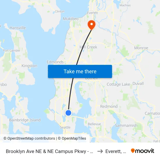 Brooklyn Ave NE & NE Campus Pkwy - Bay 3 to Everett, WA map