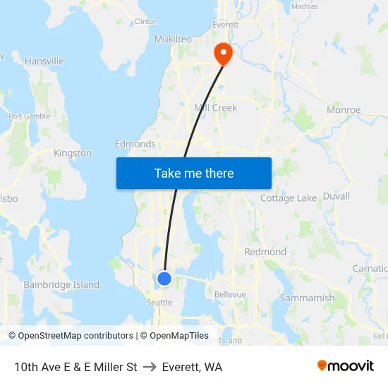 10th Ave E & E Miller St to Everett, WA map