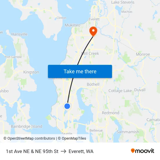 1st Ave NE & NE 95th St to Everett, WA map