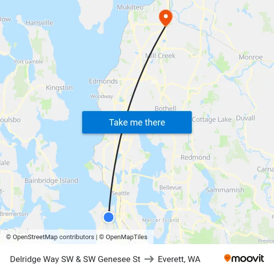 Delridge Way SW & SW Genesee St to Everett, WA map