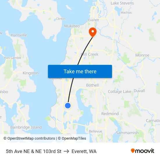 5th Ave NE & NE 103rd St to Everett, WA map